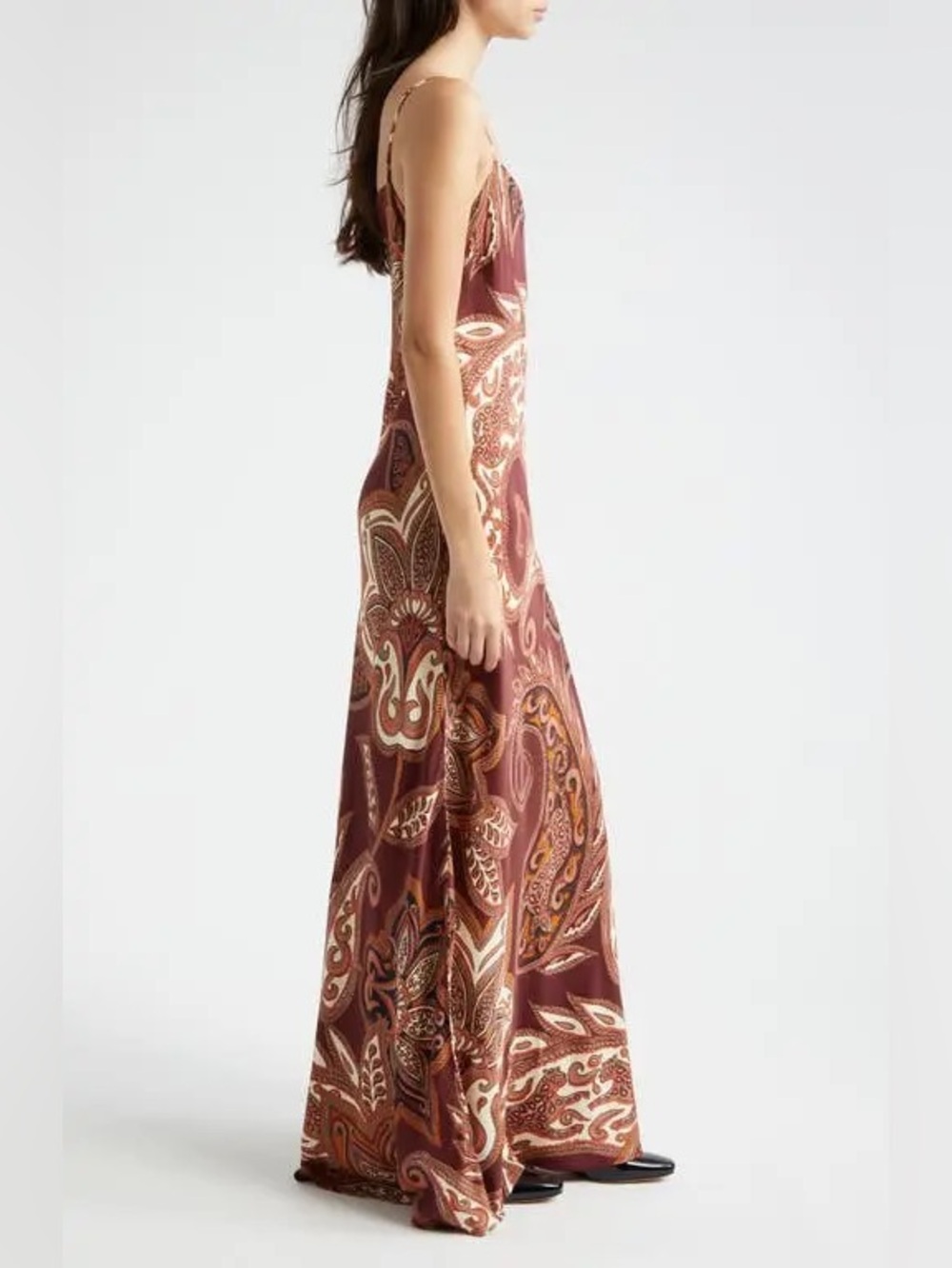 Farm Rio Leopard Paisley Burgundy Maxi Slip Dress S - Picture 4 of 14
